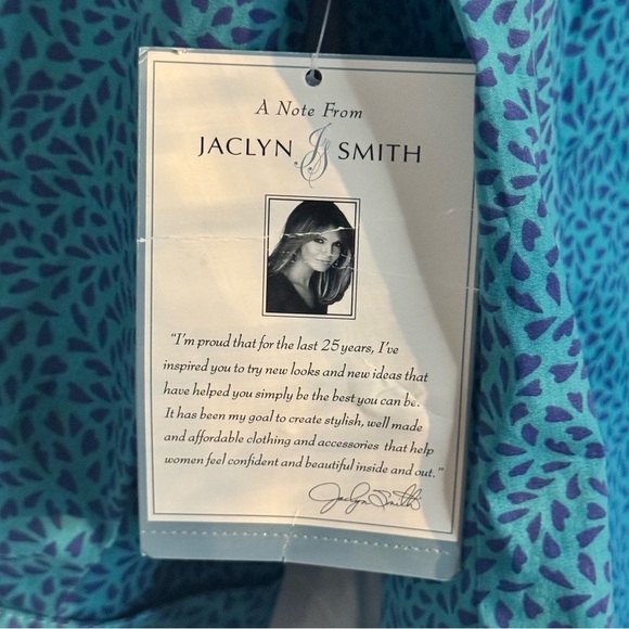 Jaclyn Smith Women's XL Teal Blue Button Down Shirt Blouse 3/4 Roll-Tab Sleeve - Picture 9 of 10